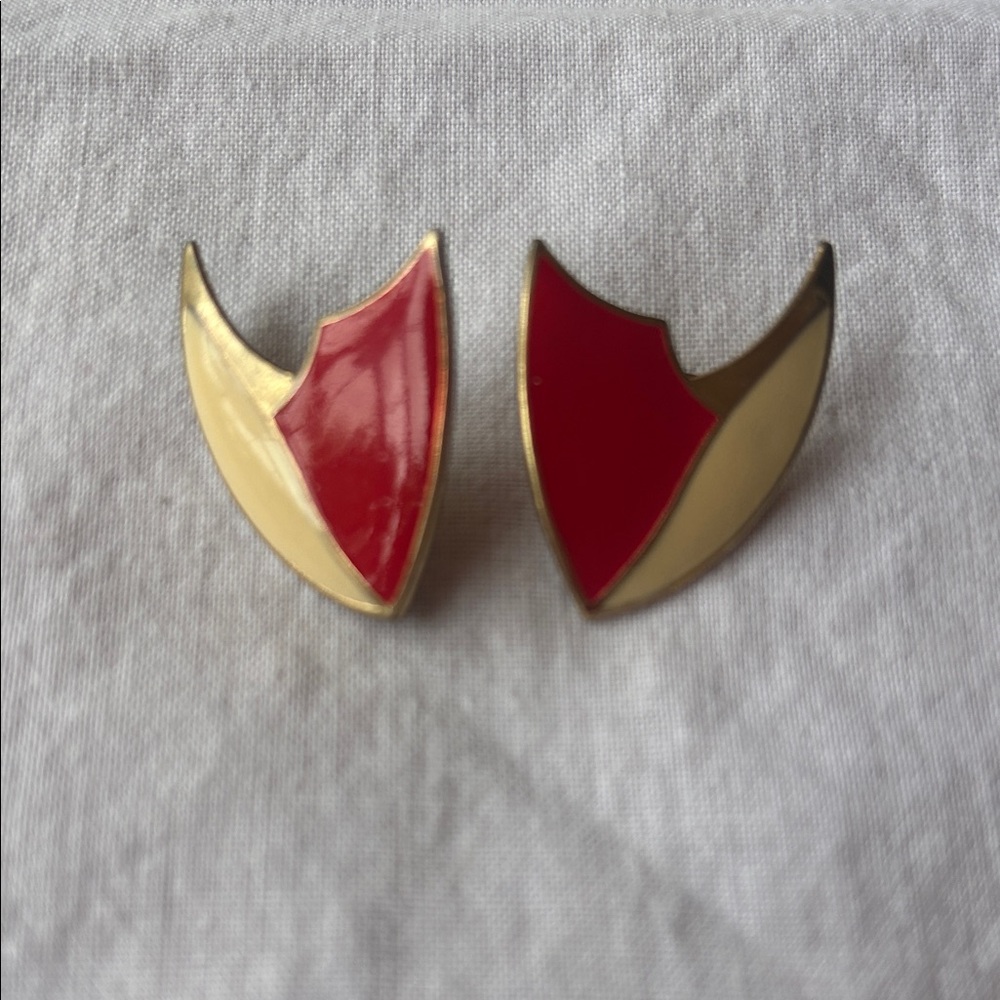Elegant Red and Gold Tone Earrings